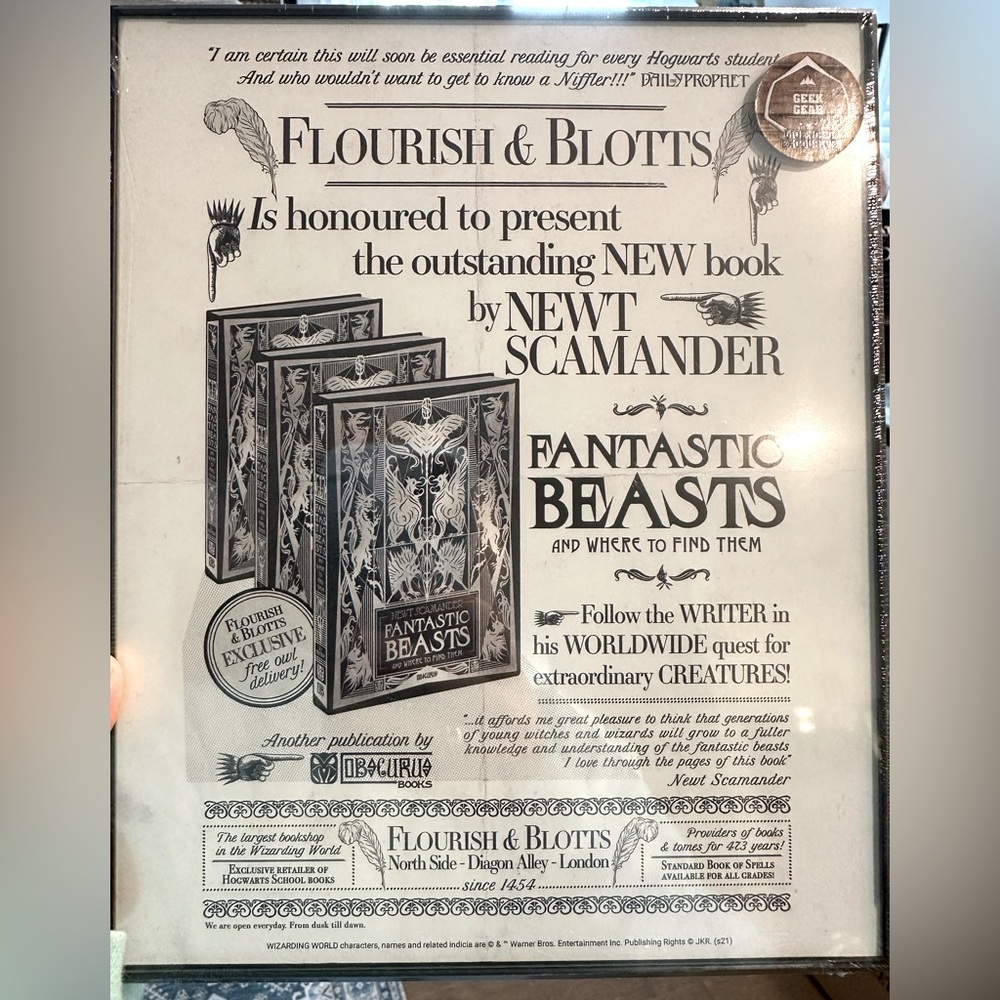 “Fantastic Beasts” Book Advertisement Print